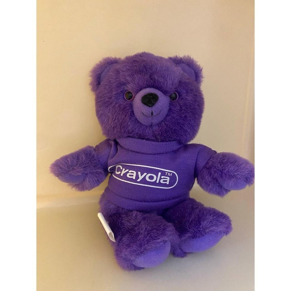 Crayola Purple Bear Plush 1986 Vintage 7in s1